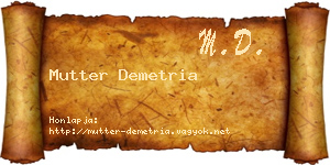 Mutter Demetria névjegykártya